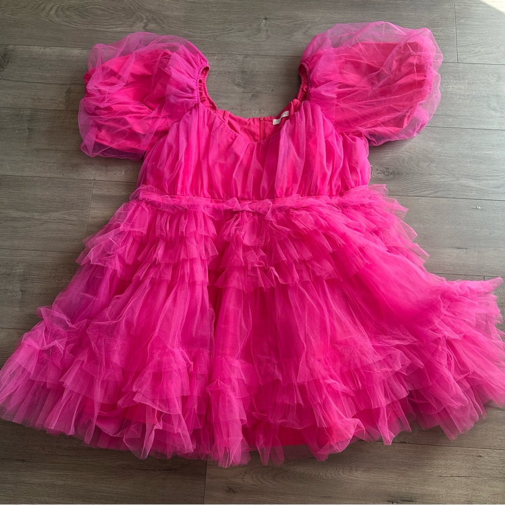 Ivy City Pixie Tulle bright pink dress - see measurements for size